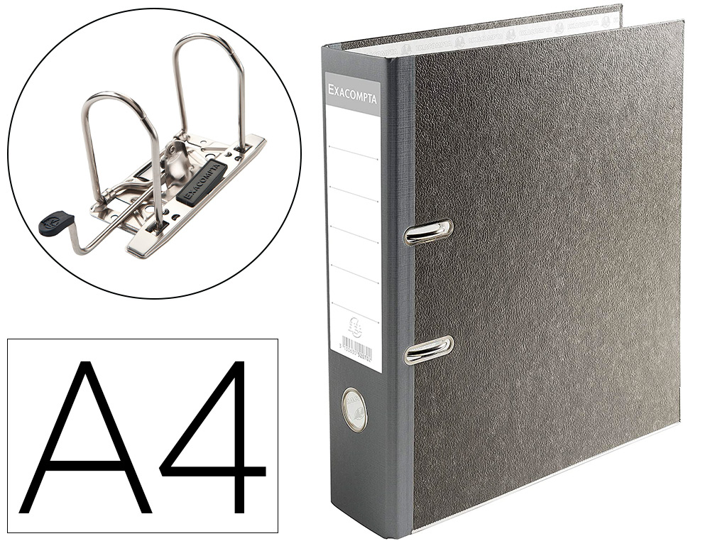 CLASSEUR LEVIER EXACOMPTA CARTON RECOUVERT PAPIER MARBR A4 32X29CM DOS GRIS 7CM PERFORATEUR COLORIS GRIS