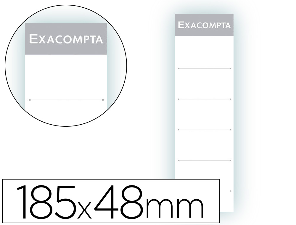TIQUETTE EXACOMPTA CLASSEURS LEVIER  PORTE-TIQUETTE RECTO/VERSO DOS 70MM 185X48MM COLORIS BLANC POCHETTE 10 UNITS