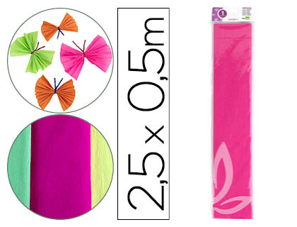 PAPIER CRPON LIDERPAPEL 34G/M2 50CMX2.5M UNICOLORE ROSE FLUORESCENT