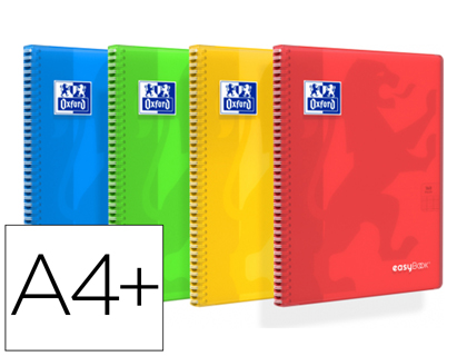 CAHIER OXFORD EASYBOOK RELIURE INTEGRALE COUVERTURE  POLYPROPYLENE A4+ 24X32CM 160 PAGES 90G SEYES PAGE DE GARDE