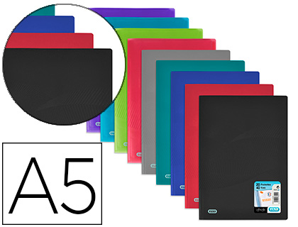 PROTEGE-DOCUMENTS ELBA OSMOSE POLYPROPYLENE A5 20 POCHETTES 40 VUES DECOUPE COIN COLORIS  ASSORTIS OPAQUES/TRANSLUCIDES