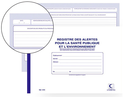REGISTRE ELVE DES ALERTES SANTE PUBLIQUE ET             ENVIRONNEMENT 210X297MM 48    PAGES