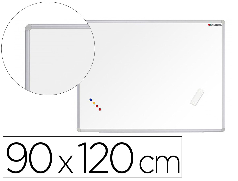 TABLEAU BLANC VANERUM SB EMAILLE MAGNETIQUE CADRE      ALUMINIUM AUGET KIT FIXATION  FOURNI 90X120CM