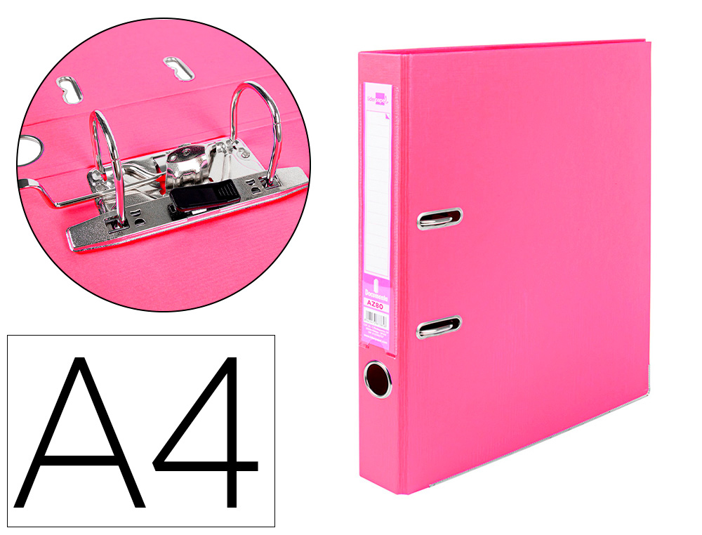 CLASSEUR LEVIER LIDERPAPEL A4 DOCUMENTA CARTON REMBORD 1,9MM DOS 52MM RADO MTALLIQUE COLORIS ROSE