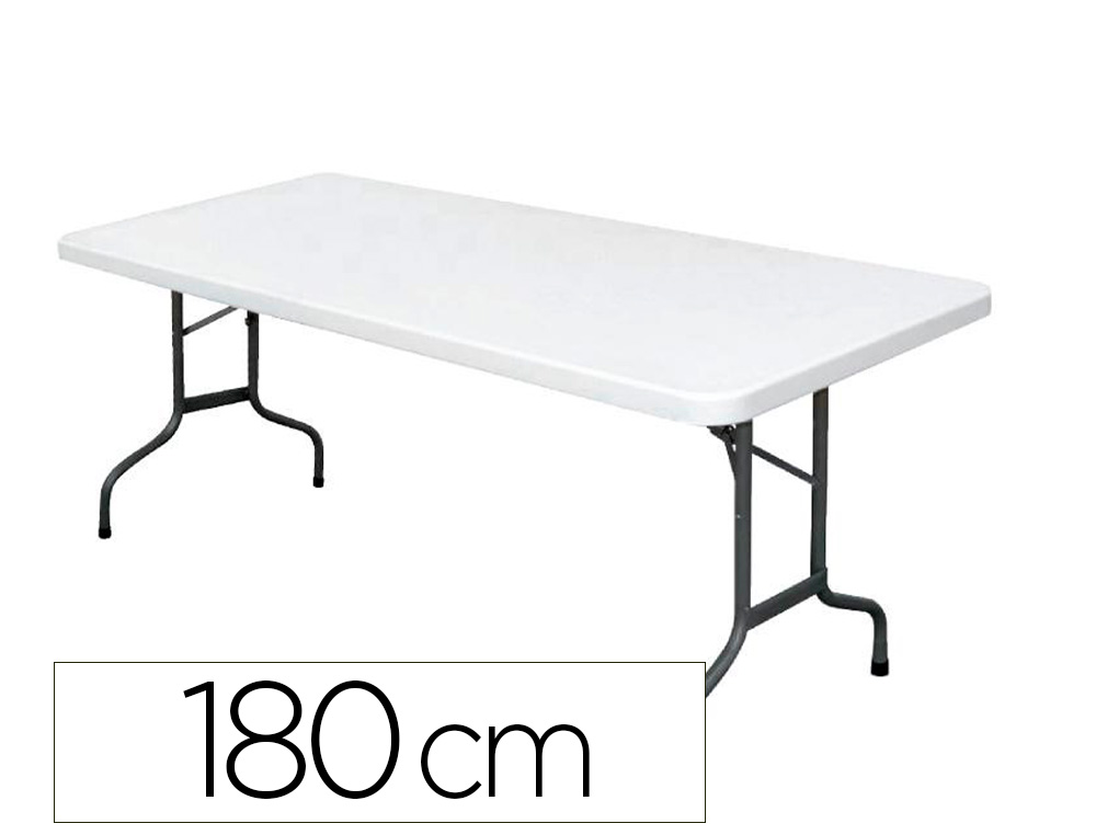 TABLE DE REUNION PLIANTE MT INTERNATIONAL PLATEAU         POLYETHYLENE BLANC LONGUEUR   180CM PIEDS PLIANTS ET
