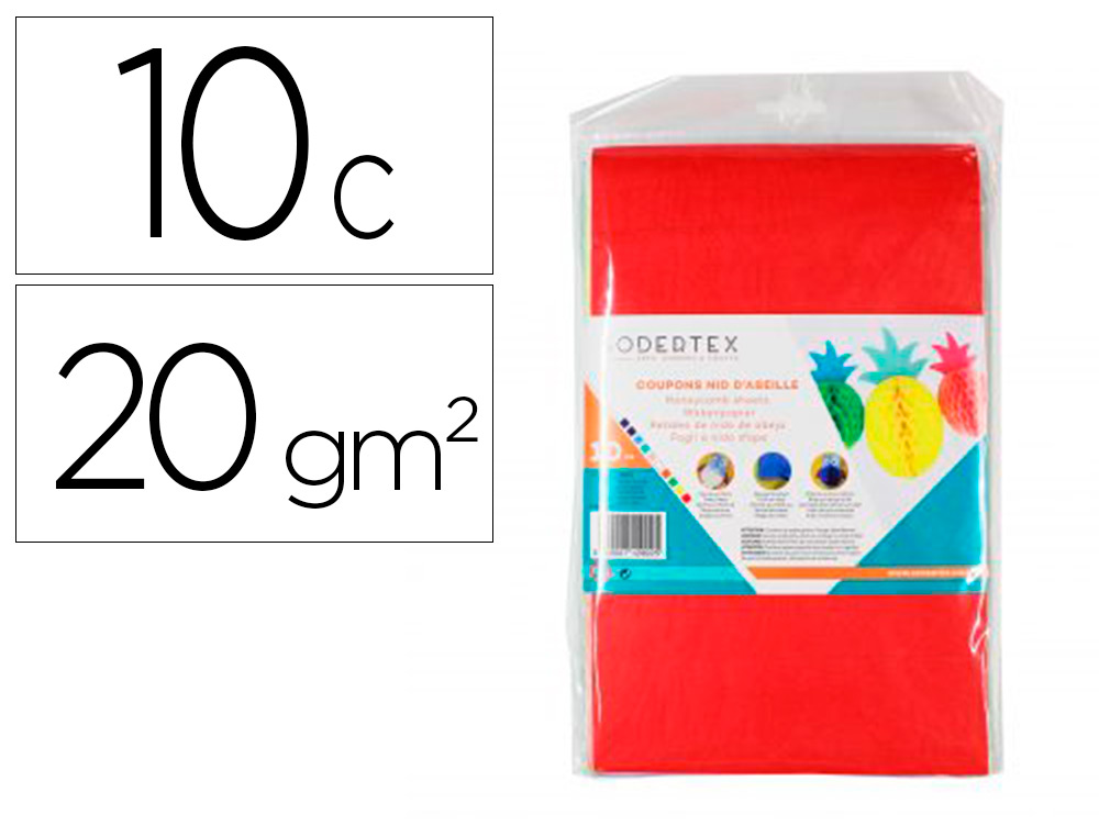 PAPIER DE SOIE SODERTEX PAPIERS NID D'ABEILLE 20GM2   10 COUPONS 10 COLORIS         ASSORTIS THEME MULTICOLOR ET