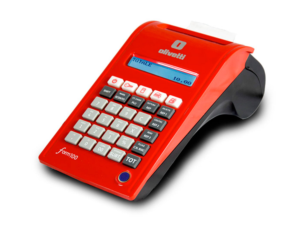 CAISSE ENREGISTREUSE OLIVETTI FORM 100 DESIGN MODERNE ET COMPACT BATTERIE LITHIUM GRANDE AUTONOMIE IMPRIMANTE THERMIQUE