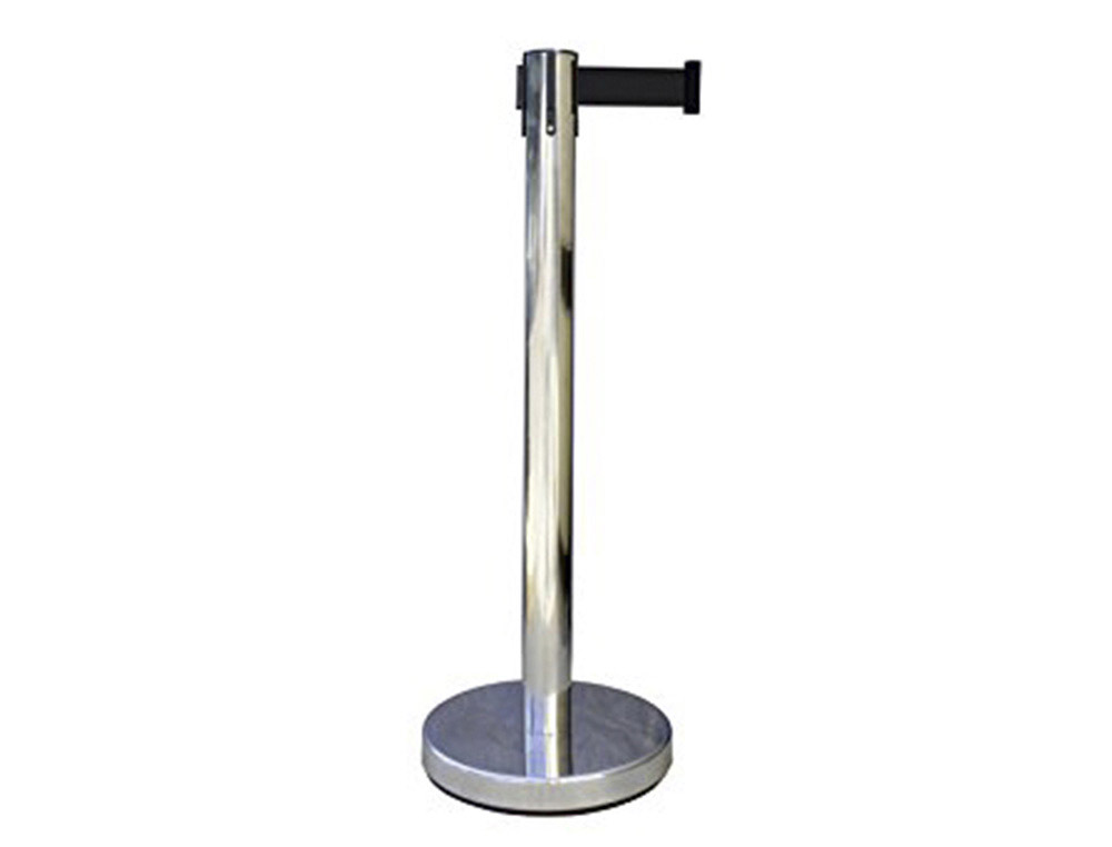 POTEAU GUIDE VISO FILE ATTENTE CHROME SANGLE LONGUEUR 2M COLORIS ROUGE
