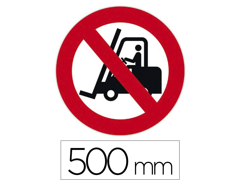 STICKER SOL VISO CHARIOTS ELEVATEURS INTERDITS PICTOGRAMME ADHESIF DIAMETRE 500MM CONFORME NORME ISO 7010