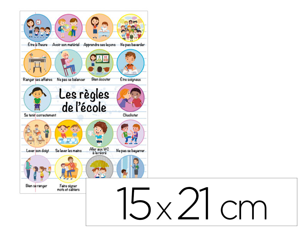 PANNEAU AFFICHAGE PVC SIGNALETIQUE BIZ RGLES DE    L'COLE 15X21CM