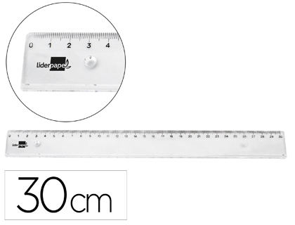 REGLE LIDERPAPEL PLASTIQUE INCASSABLE TRANSPARENT 30 CM