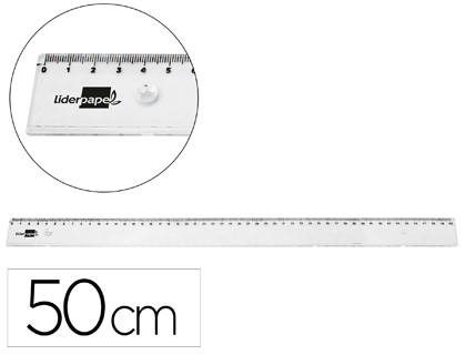 REGLE LIDERPAPEL PLASTIQUE INCASSABLE TRANSPARENT 50 CM