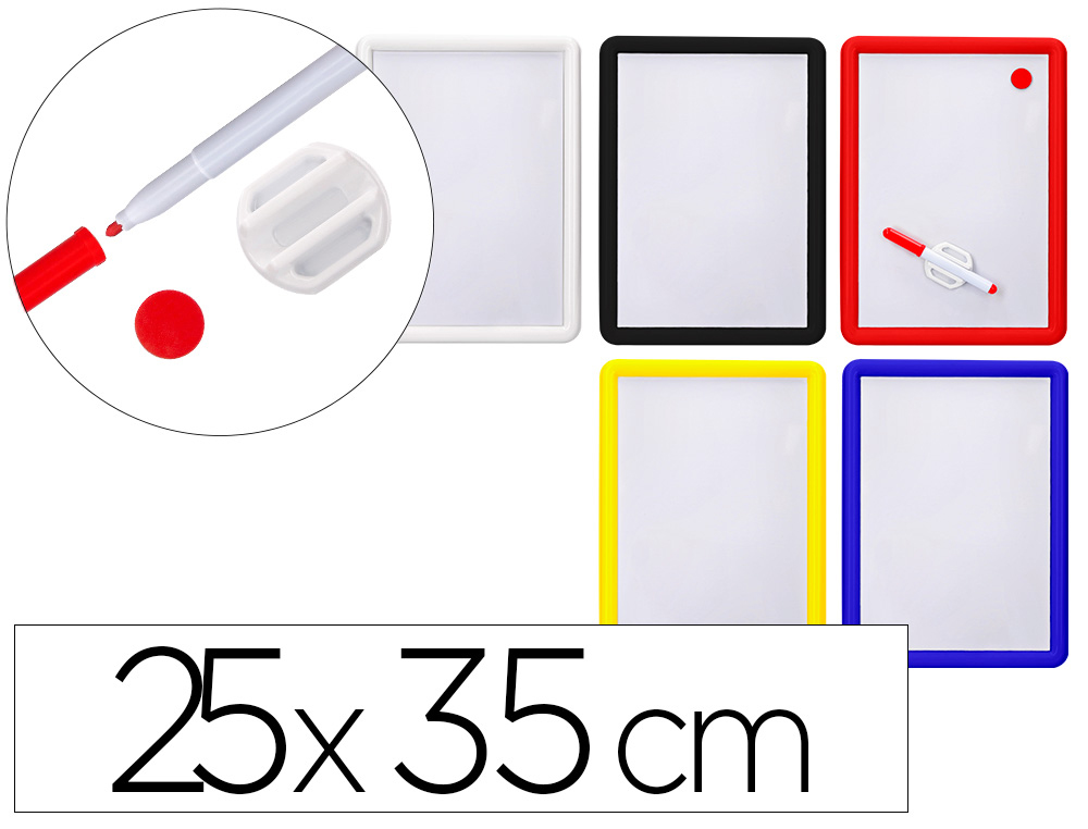 TABLEAU MINI ARDOISE MAGNTIQUE FEUTRE BROSSE INCLUS 25X35CM COLORIS ASSORTIS