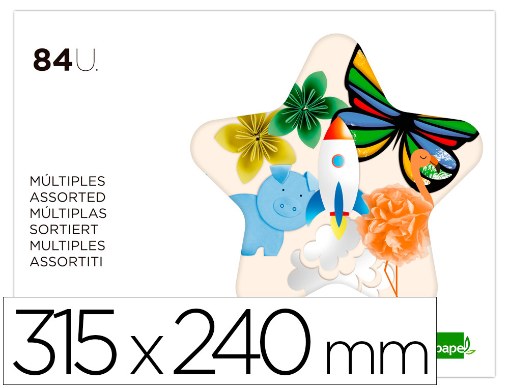 PAPIER CRATIF LIDERPAPEL A4+ 240X315MM ASSORTIMENT DIVERS PAPIERS BLOC 84F