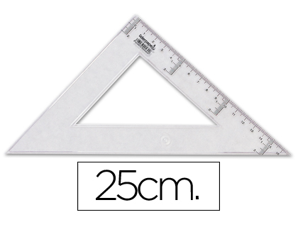 QUERRE LIDERPAPEL 45 DEGRS BISEAUTE DIMENSION HYPOTNUSE 25CM GRADUE CHELLE MILLIMTRES TRANSPARENTE CONOMIQUE