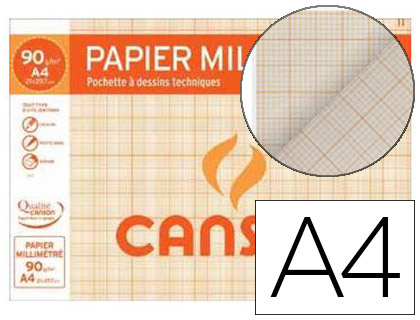 PAPIER MILLIMTR CANSON RSISTANT OPAQUE 90G A4 297X210MM COLORIS BISTRE POCHETTE 12F