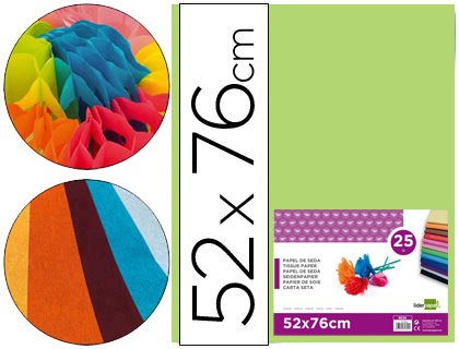 PAPIER DE SOIE LIDERPAPEL 52X76CM 18G/M2 UNICOLORE VERT MOYEN SACHET 25F