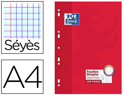 FEUILLET MOBILE OXFORD A4 210X 297MM PAPIER SATIN EXTRA BLANC 100 PAGES 90G SYS PERFOR