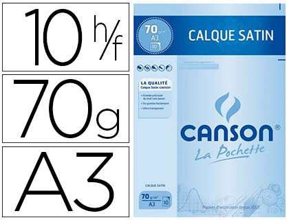 PAPIER CALQUE CANSON CRAYON ENCRE DESSIN INDUSTRIEL 70/75G A3 420X297MM POCHETTE 10F