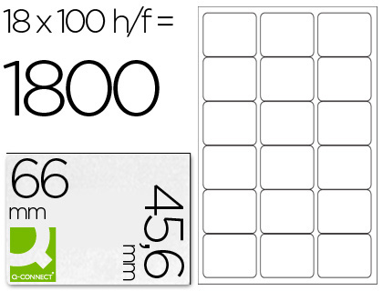 TIQUETTE ADHSIVE Q-CONNECT 66X46.6MM COINS ARRONDIS IMPRIMANTE JET ENCRE LASER COPIEUR BOTE 100 FEUILLES 1800 UNITS