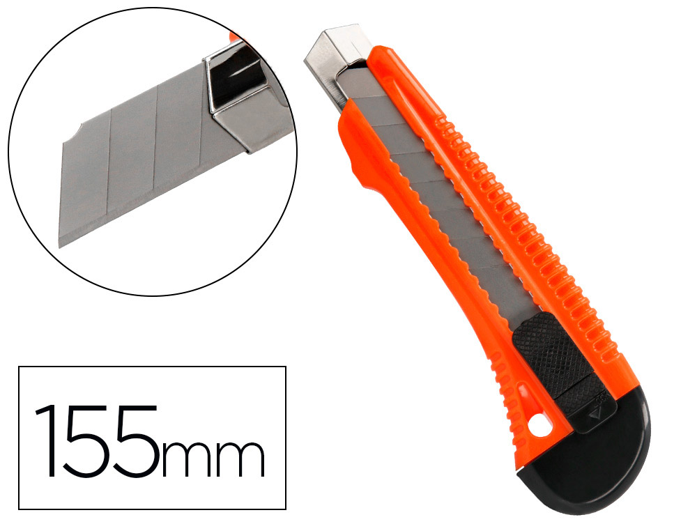 CUTTER XD-38 Q-CONNECT LARGE EN PLASTIQUE LAME 18MM RETRACTABLE INTERCHANGEABLE PRECOUPEE SPECIAL EMBALLAGE CARTON