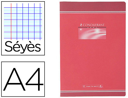 CAHIER PIQU CONQURANT SEPT COUVERTURE OFFSET A4 21X29,7CM 192 PAGES 70G SYS