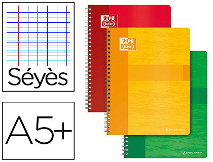 CAHIER SPIRALE OXFORD COUVERTURE CARTONNE RELIURE INTGRALE OPTIK PAPER A5+ 17X22CM 100 PAGES 90G SYS