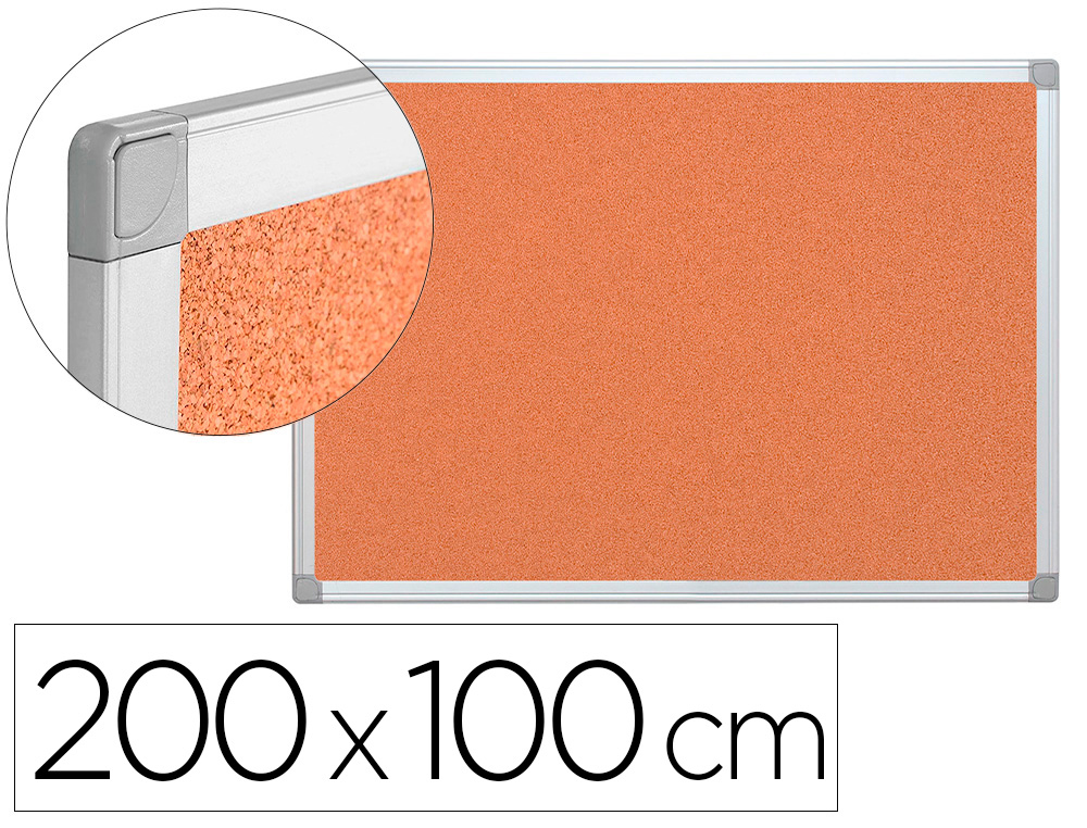 TABLEAU LIGE Q-CONNECT MURAL CADRE ALUMINIUM ARGENT MAT COINS PLASTIQUES FIXATION MUR PAISSEUR 5MM 200X100CM