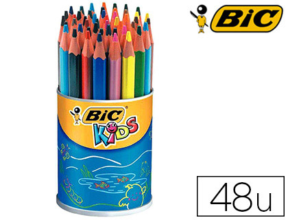 CRAYON COULEUR BIC KIDS EVOLUTION RSINE SYNTHSE 140MM TRIANGLE GROS MODULE RSISTE MORDILLAGE POT 48 UNITS