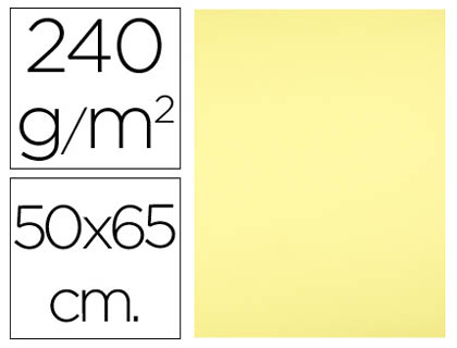 PAPIER CARTONNE LIDERPAPEL 50X65CM 240GR COLORIS JAUNE   PAQUET 25 FEUILLES