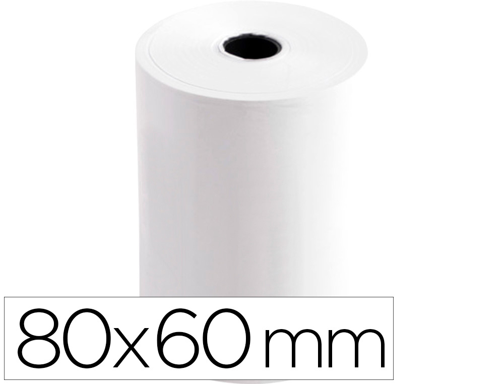 BOBINE THERMIQUE Q-CONNECT 80MM LARGEUR X 60MM DIAMETRE  55GR SANS BISPHENOL A