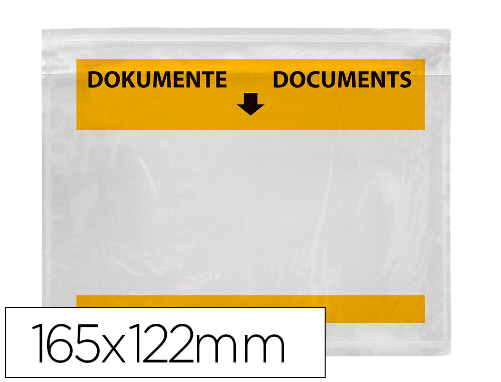 POCHETTE PORTE-DOCUMENTS Q-CONNECT 165X122MM AUTO-ADHESIVE TRANSPARENTE TEXTE FRANCAIS ALLEMAND BOITE 100 UNITES
