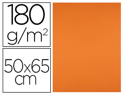 PAPIER CARTONNE LIDERPAPEL 50X65CM 180GR COLORIS ORANGE  PAQUET 25 FEUILLES