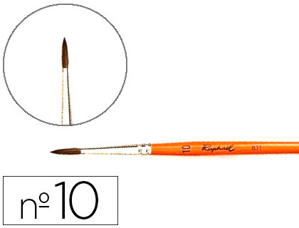 PINCEAU RAPHAL POILS DE PONEY N10 MANCHE COURT LAQU ORANGE VIROLE NICKEL