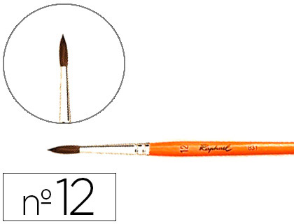 PINCEAU RAPHAL POILS DE PONEY N12 MANCHE COURT LAQU ORANGE VIROLE NICKEL