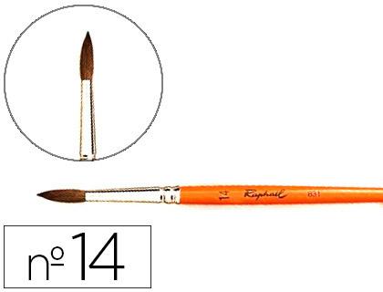 PINCEAU RAPHAL POILS DE PONEY N14 MANCHE COURT LAQU ORANGE VIROLE NICKEL