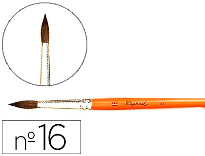 PINCEAU RAPHAL POILS DE PONEY N16 MANCHE COURT LAQU ORANGE VIROLE NICKEL