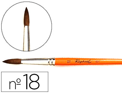 PINCEAU RAPHAL POILS DE PONEY N18 MANCHE COURT LAQU ORANGE VIROLE NICKEL