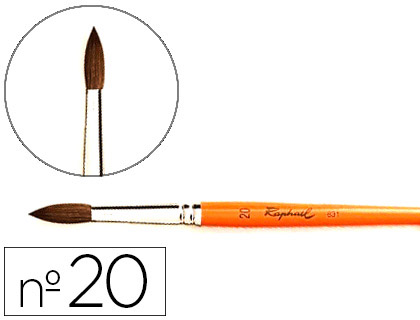 PINCEAU RAPHAL POILS DE PONEY N20 MANCHE COURT LAQU ORANGE VIROLE NICKEL