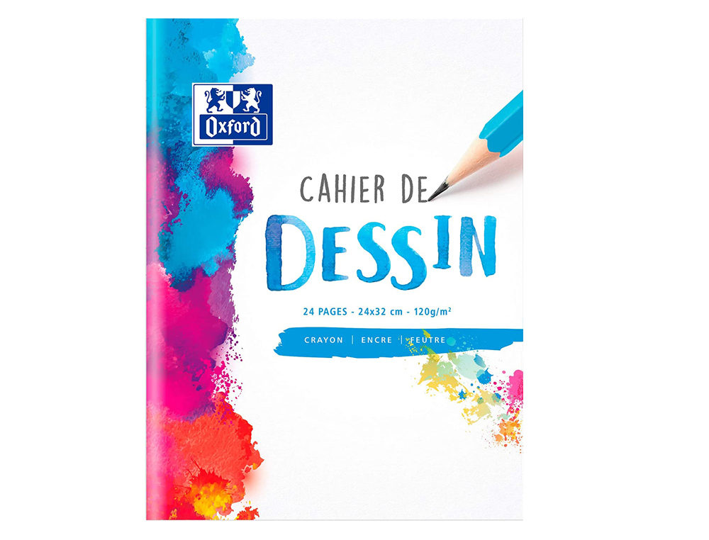 CAHIER DESSIN OXFORD COUVERTURE CARTE PELLICULÉE A4+ 24X32CM 24 PAGES 120G