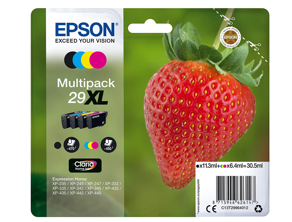 CARTOUCHE EPSON T2996 JET D'ENCRE C13T29964010 PACK 4 ENCRES