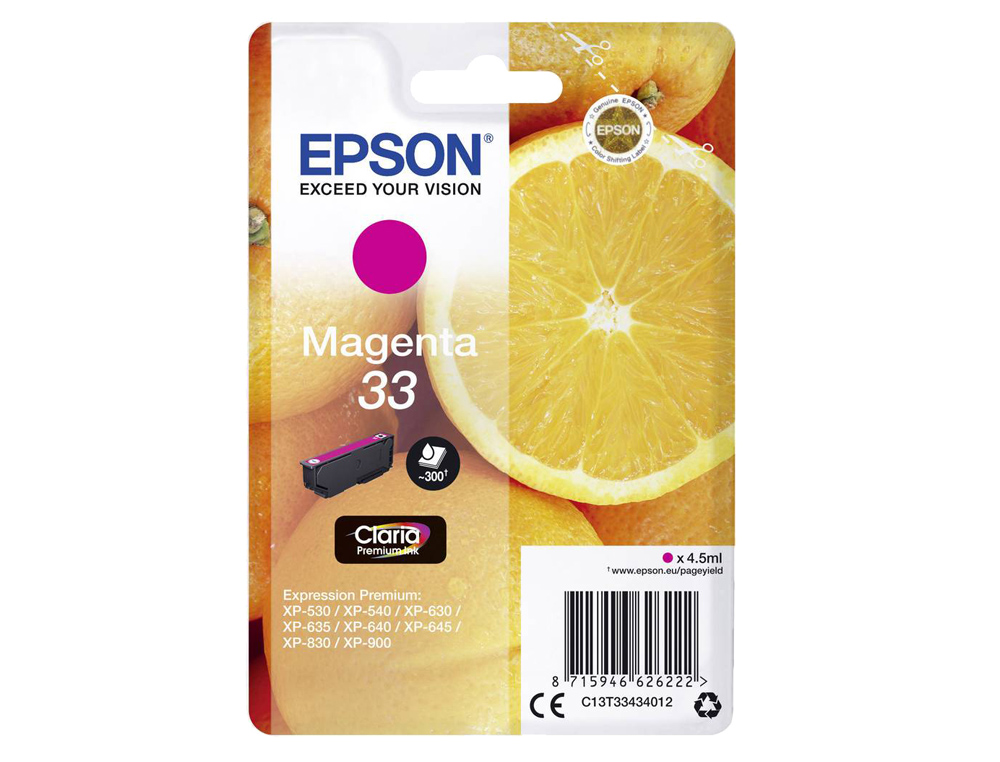 CARTOUCHE EPSON T3343 JET D'ENCRE ORANGE CLARIA COULEUR MAGENTA