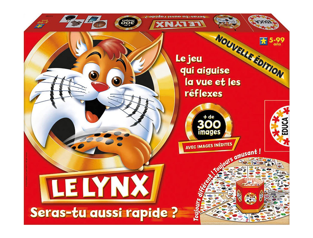 JEU MON PREMIER LYNX CONTIENT PLATEAU CIRCULAIRE 36 CARTES IMAGES ANIMAUX 1 BOÎTE À ASSEMBLER 2/4 JOUEURS