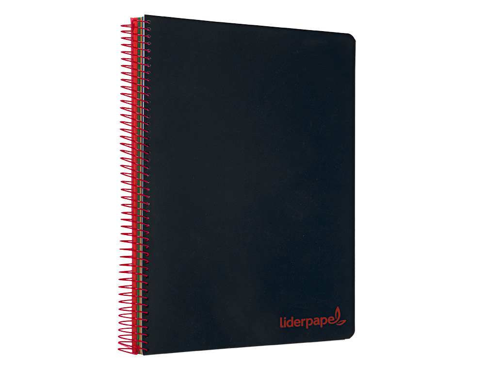 CAHIER SPIRALE LIDERPAPEL A4 MICRO WONDER 240 PAGES 90G    5X5MM 4 TROUS 5 BANDES        COULEURS NOIR