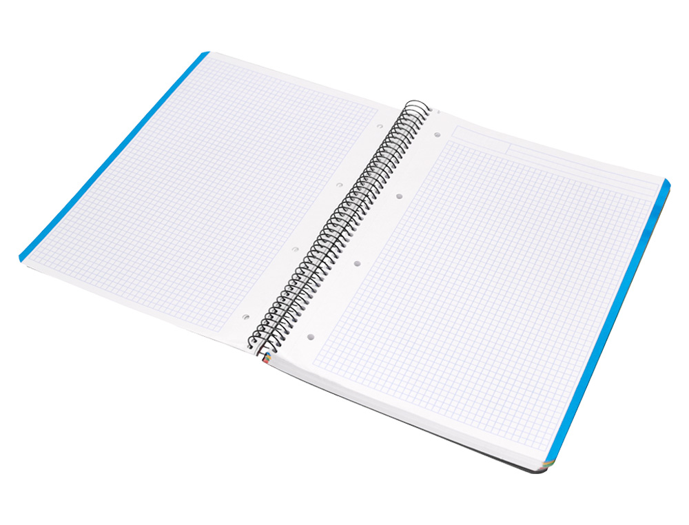 CAHIER SPIRALE LIDERPAPEL A4 MICRO WONDER 240 PAGES 90G    5X5MM 4 TROUS 5 BANDES        COULEURS NOIR