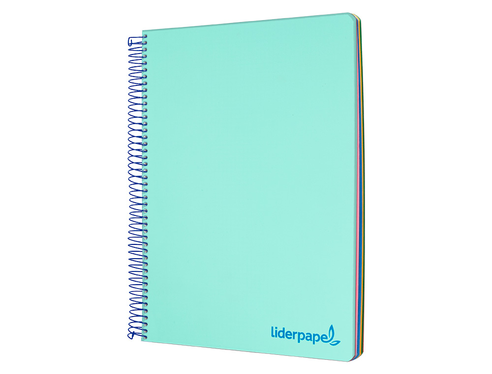 CAHIER SPIRALE LIDERPAPEL A5 MICRO WONDER 240 PAGES 90G 5X5MM 6 TROUS 5 BANDES COULEURS VERT