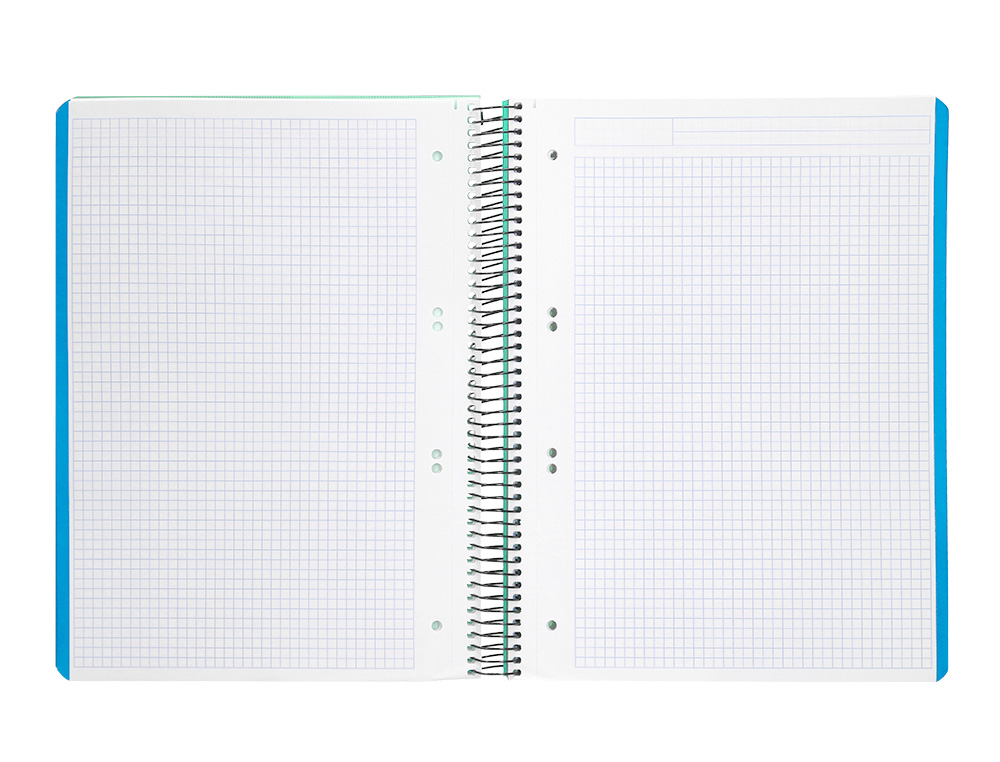CAHIER SPIRALE LIDERPAPEL A5 MICRO WONDER 240 PAGES 90G 5X5MM 6 TROUS 5 BANDES COULEURS VERT