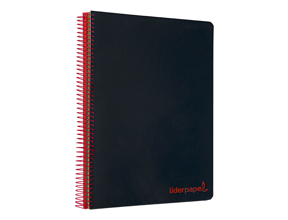 CAHIER SPIRALE LIDERPAPEL A5 MICRO WONDER 240 PAGES 90G 5X5MM 6 TROUS 5 BANDES COULEURS NOIR
