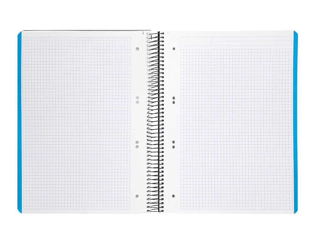 CAHIER SPIRALE LIDERPAPEL A5 MICRO WONDER 240 PAGES 90G 5X5MM 6 TROUS 5 BANDES COULEURS NOIR