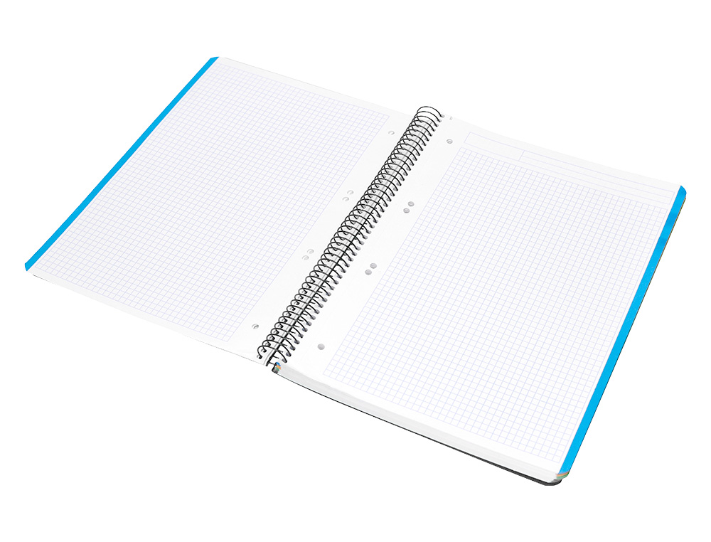 CAHIER SPIRALE LIDERPAPEL A5 MICRO WONDER 240 PAGES 90G 5X5MM 6 TROUS 5 BANDES COULEURS NOIR